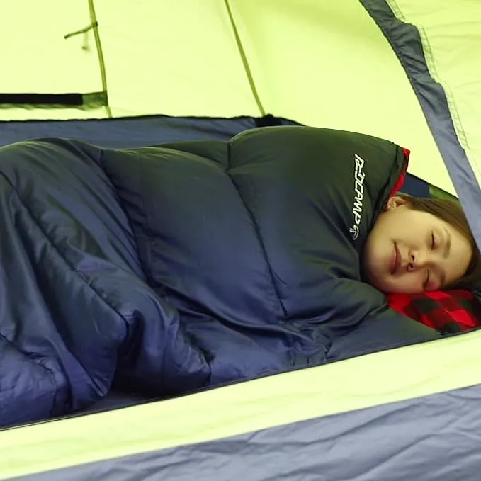 REDCAMP Flannel Sleeping Bag for Adults, Comfortable Cotton Sleeping Bags for Camping with Detachable Hood, Red/Grey/Blue