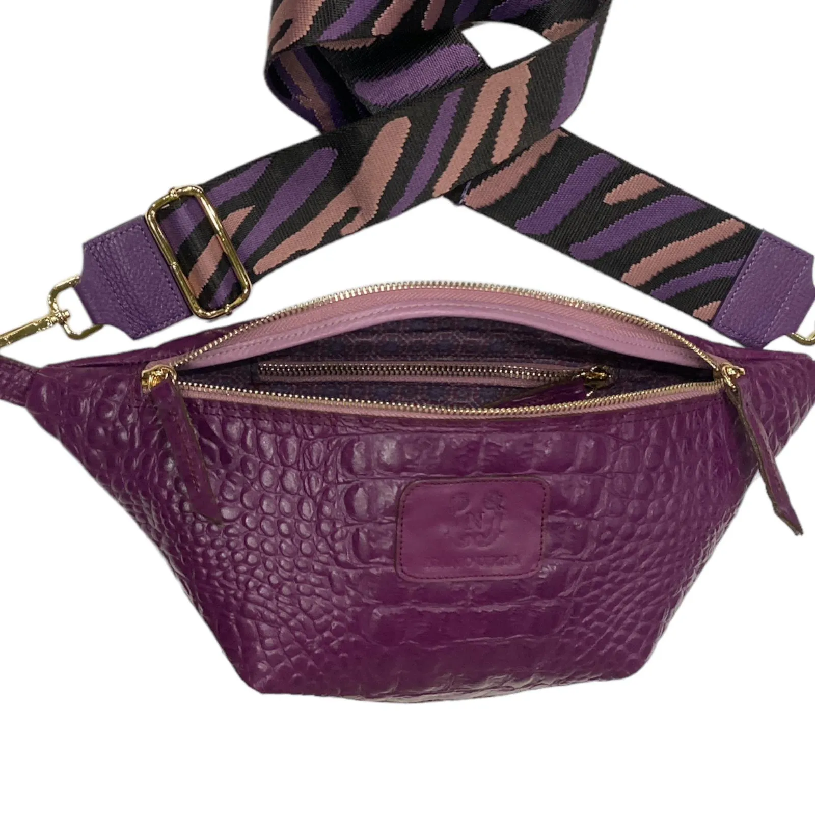 REGURAL. MAGENTA 3D FLASH LEATHER REGURAL BELT BAG