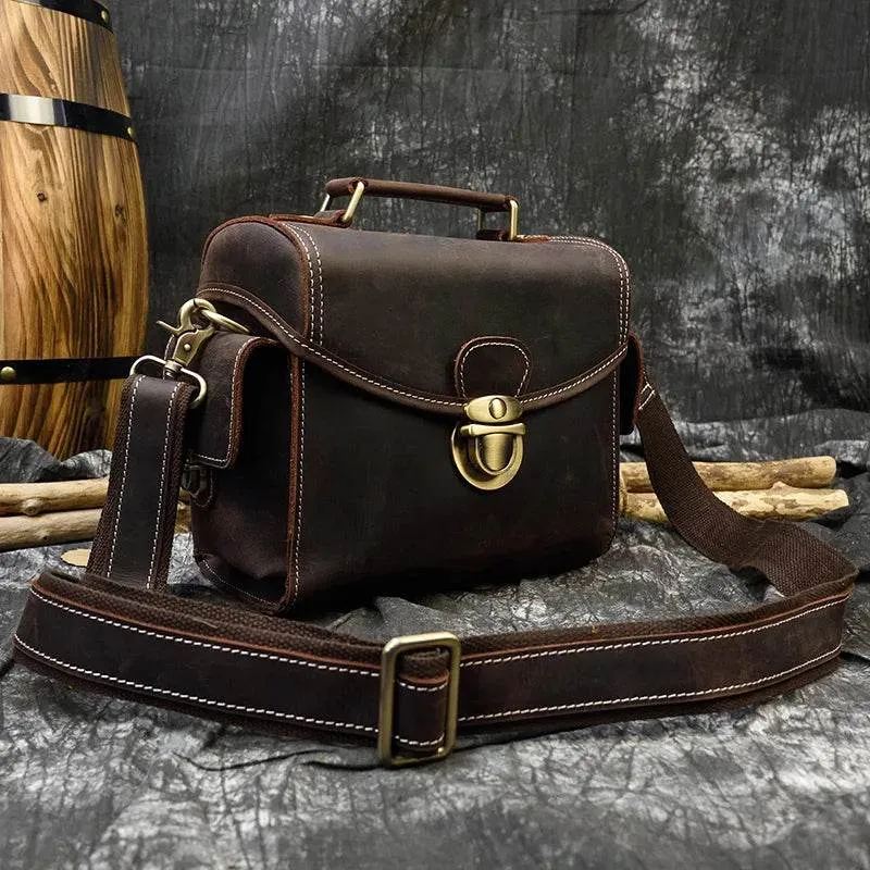 Retro Fashion DSLR Camera Leather Bag for Men Travel Handbag