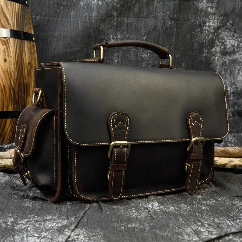 Retro Fashion DSLR Camera Leather Bag for Men Travel Handbag