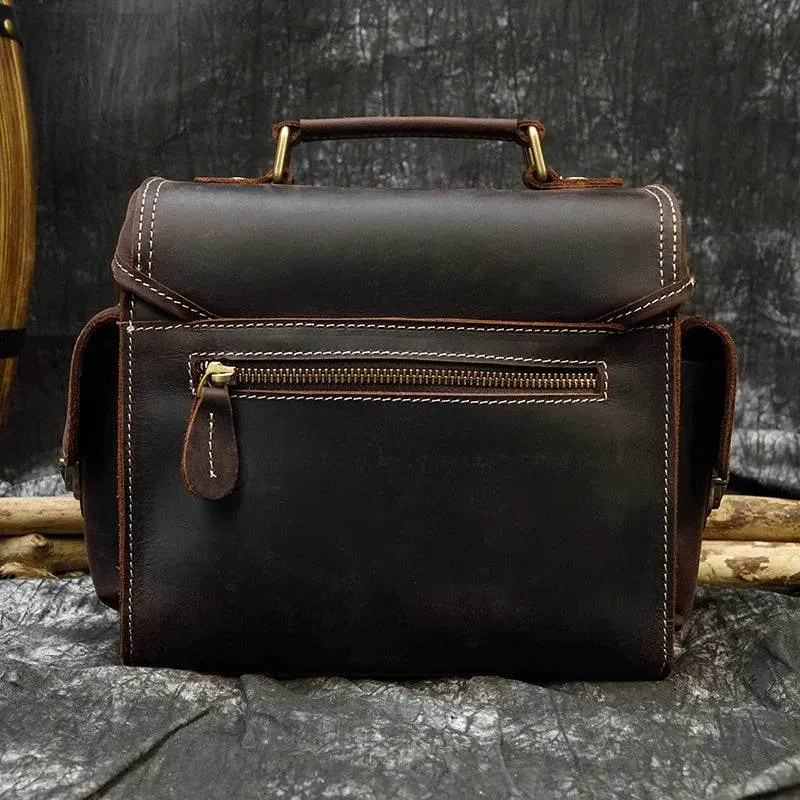 Retro Fashion DSLR Camera Leather Bag for Men Travel Handbag