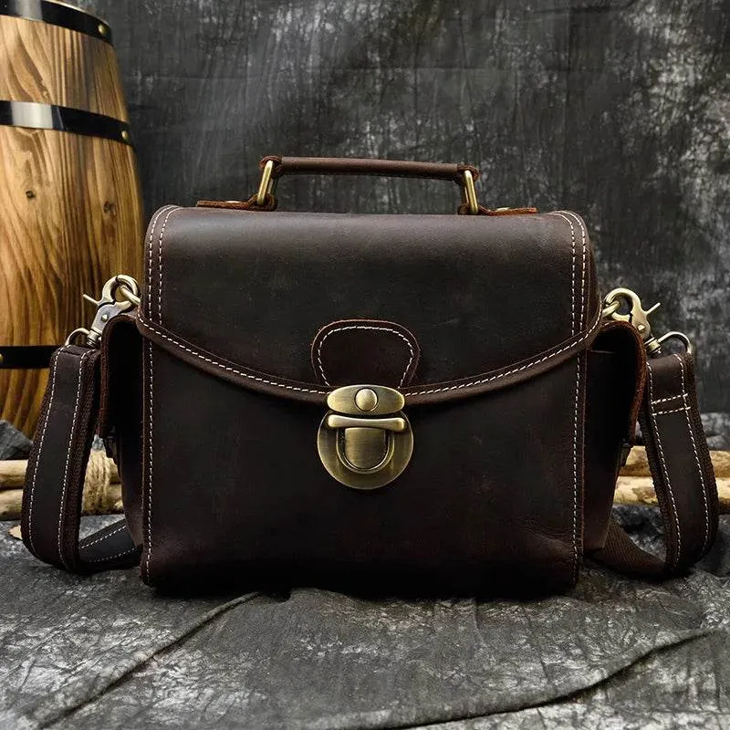Retro Fashion DSLR Camera Leather Bag for Men Travel Handbag