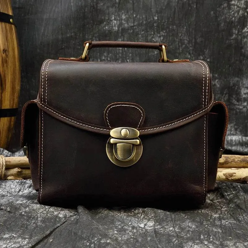Retro Fashion DSLR Camera Leather Bag for Men Travel Handbag