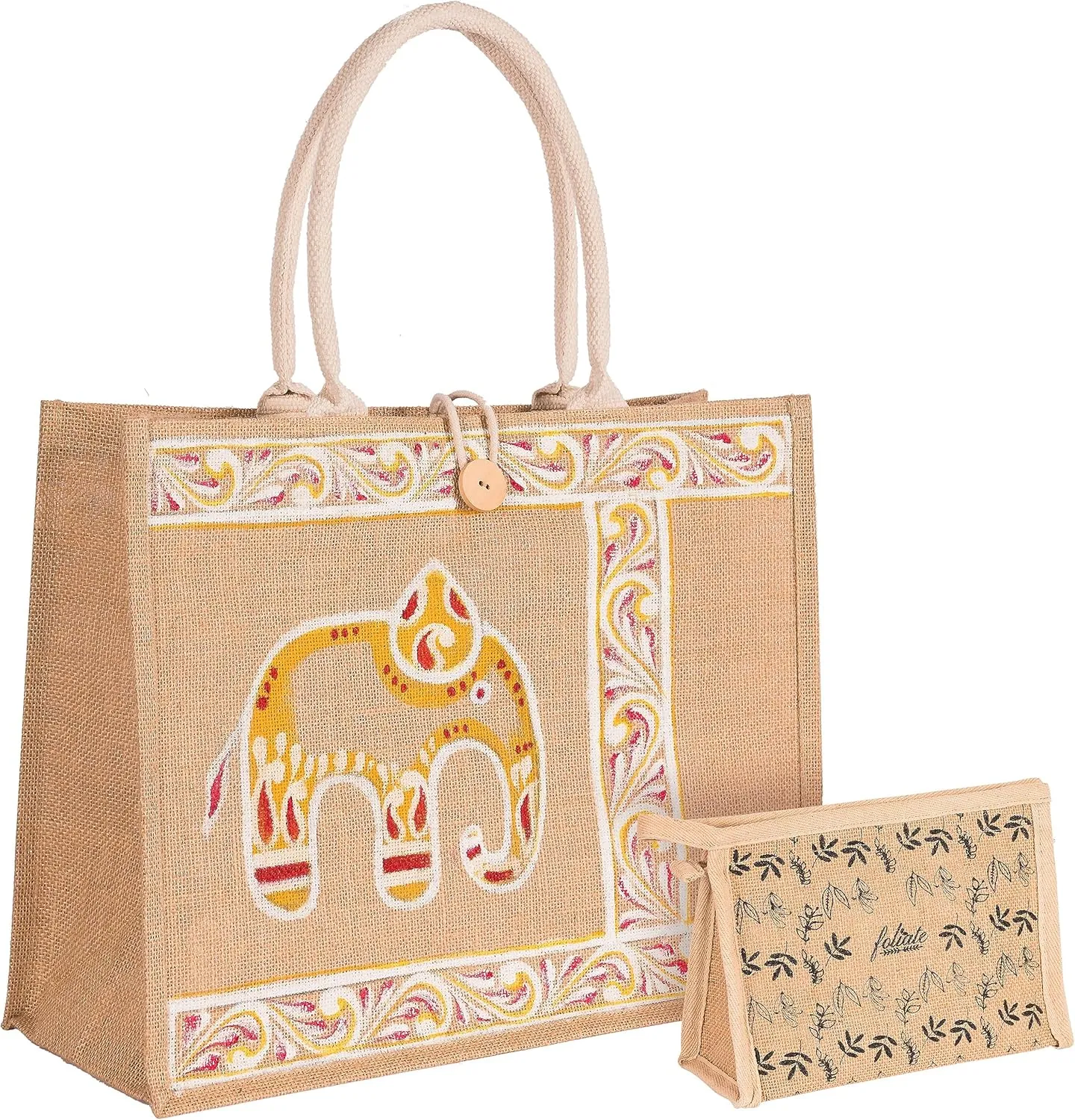 Reusable Straw Beach Tote Bag for Women - Waterproof Woven Cute Jute Gift Bag for Her Travel, Shopping, Everyday Use