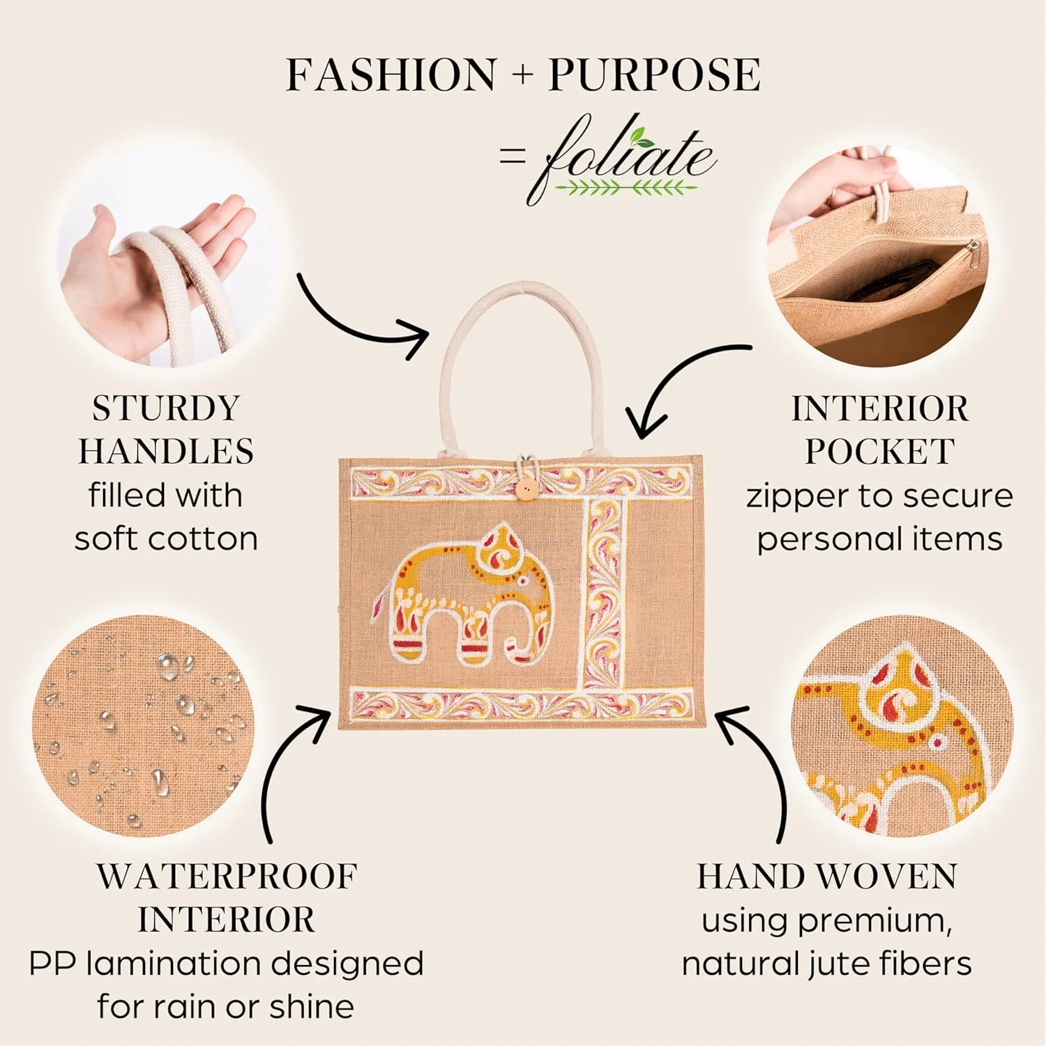 Reusable Straw Beach Tote Bag for Women - Waterproof Woven Cute Jute Gift Bag for Her Travel, Shopping, Everyday Use