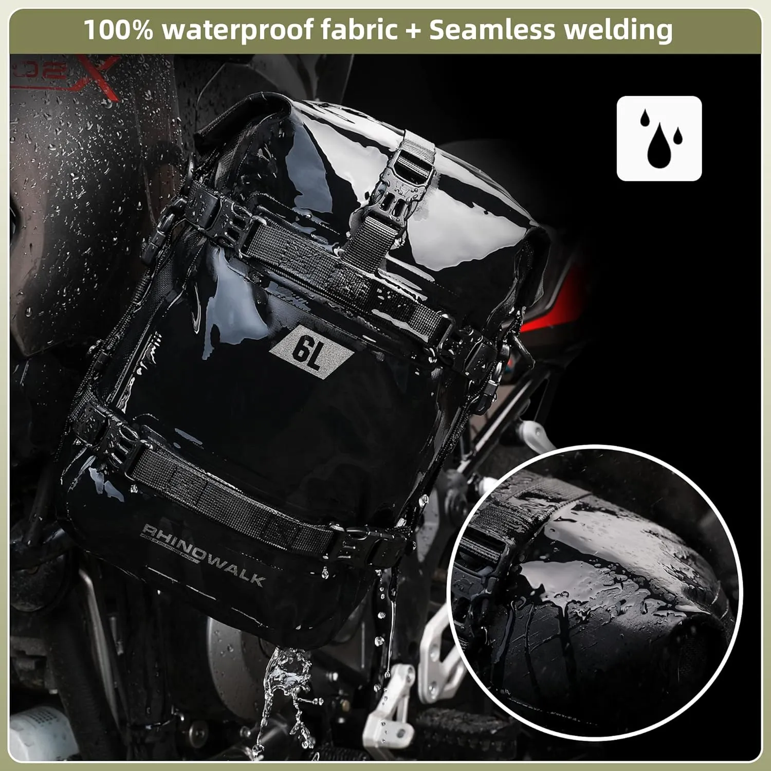 Rhinowalk Motorcycle Crash Bar Bag Waterproof 6L Motorcycle Frame Bag Saddle Bag Side Bag with Shoulder Strap