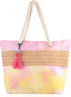RIAH FASHION Large Reusable Eco Shopper Beach Tote - Canvas Fabric Travel Shoulder Bag Plaid Stripe, Animal, American Flag