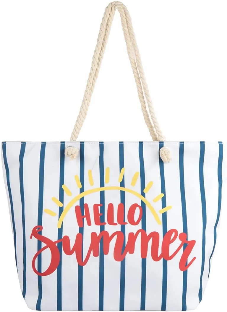 RIAH FASHION Large Reusable Eco Shopper Beach Tote - Canvas Fabric Travel Shoulder Bag Plaid Stripe