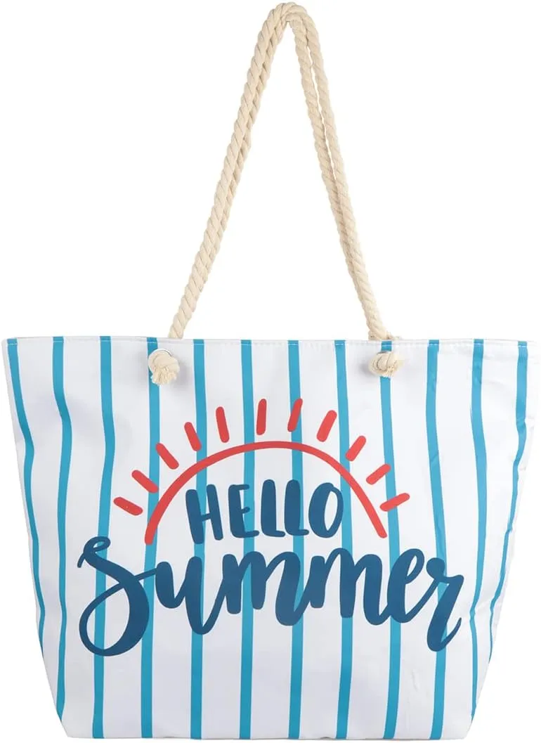 RIAH FASHION Large Reusable Eco Shopper Beach Tote - Canvas Fabric Travel Shoulder Bag Plaid Stripe