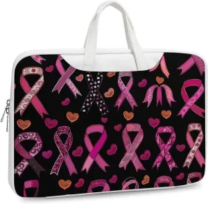 Ribbon Breast Cancer Awareness Laptop Tote Bag Waterproof Computer Carrying Case Business Office Briefcase