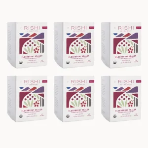 Rishi Tea Elderberry Healer Herbal Tea - Organic, Caffeine Free Sachet Tea Bags, Antioxidant Elderberry with Ginger & Hibiscus - 15 Count (Pack of 6)