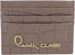 ROBERTO CAVALLI Class Taupe Embossed Dolly Credit Card Holder for womens