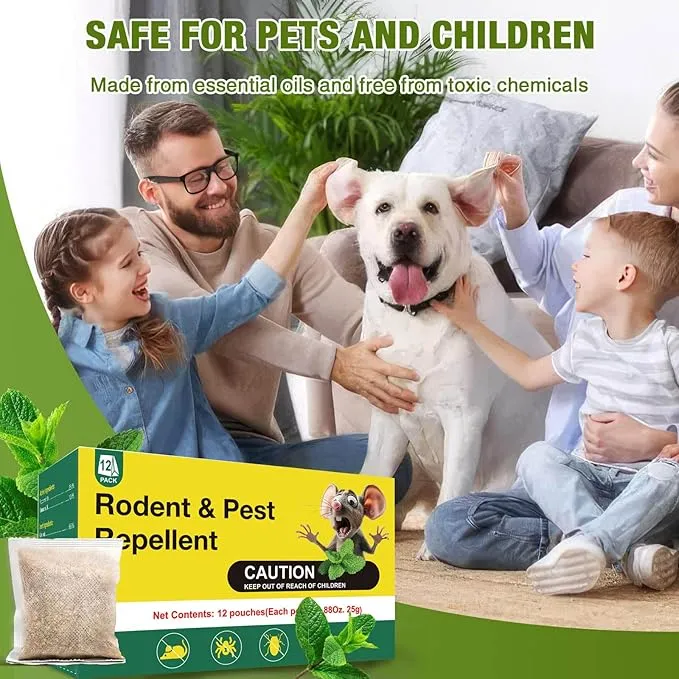 Rodent Mouse Repellent Pouches, 30 Natural Peppermint Oil Bags for Mice, Pest Control Pouches for Indoor Outdoor Use, Mouse Deterrents for Moths, Insect, Mosquitos