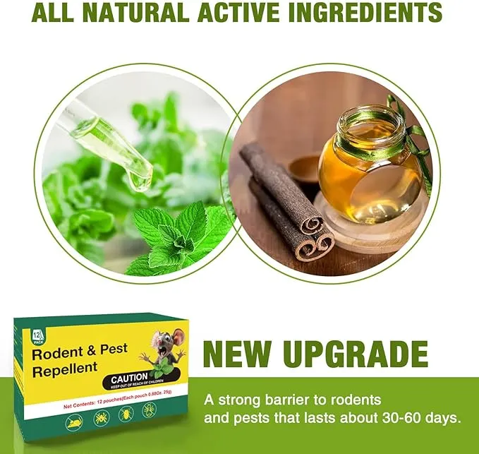 Rodent Mouse Repellent Pouches, 30 Natural Peppermint Oil Bags for Mice, Pest Control Pouches for Indoor Outdoor Use, Mouse Deterrents for Moths, Insect, Mosquitos