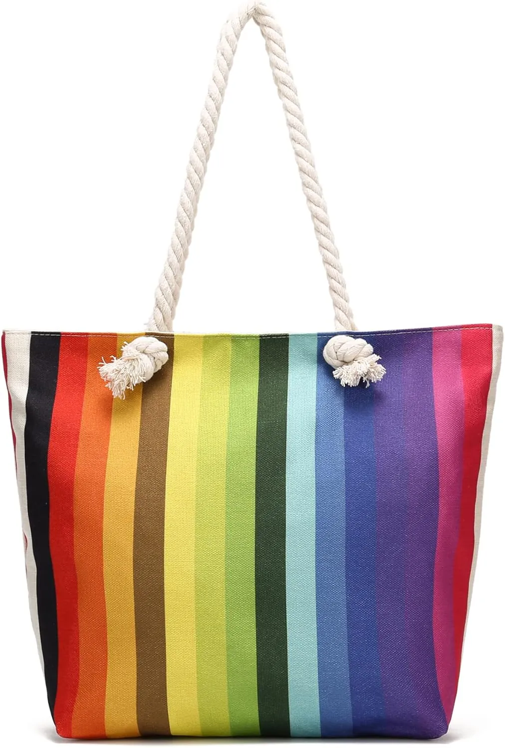Rope Handle Tote Bags Large Tote Bag with Rope Handles Sturdy Canvas Reusable Grocery Shopping Bags Tote Bag Beach Bag (Colorful)