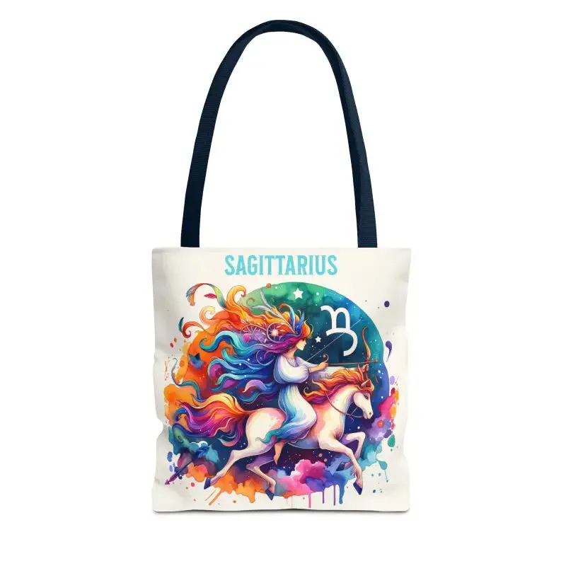 Sagittarius Zodiac Tote Bag with Black Cotton Handles