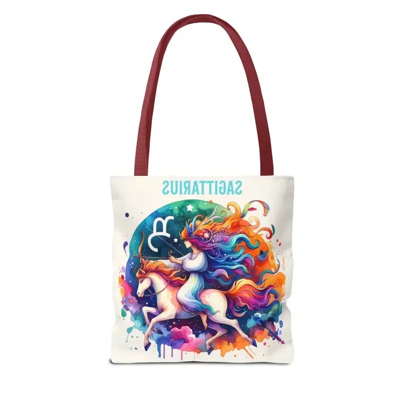 Sagittarius Zodiac Tote Bag with Black Cotton Handles