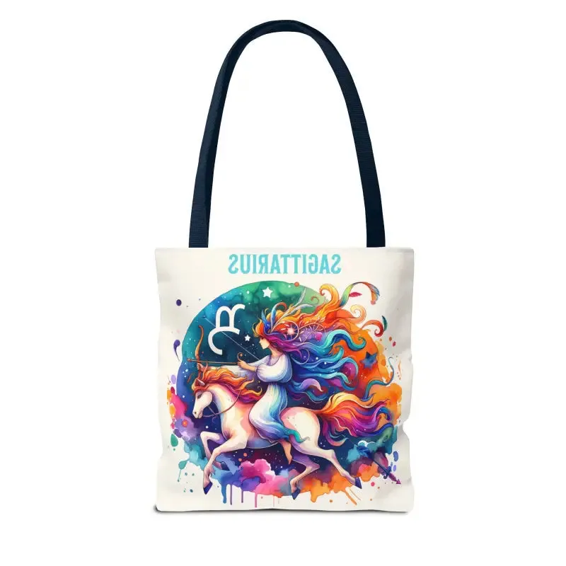 Sagittarius Zodiac Tote Bag with Black Cotton Handles