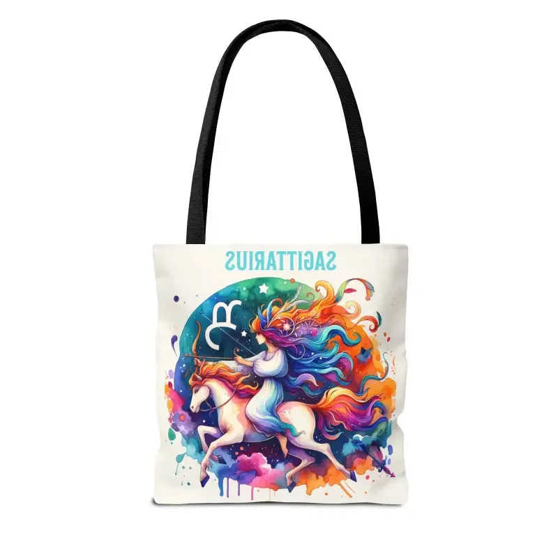 Sagittarius Zodiac Tote Bag with Black Cotton Handles