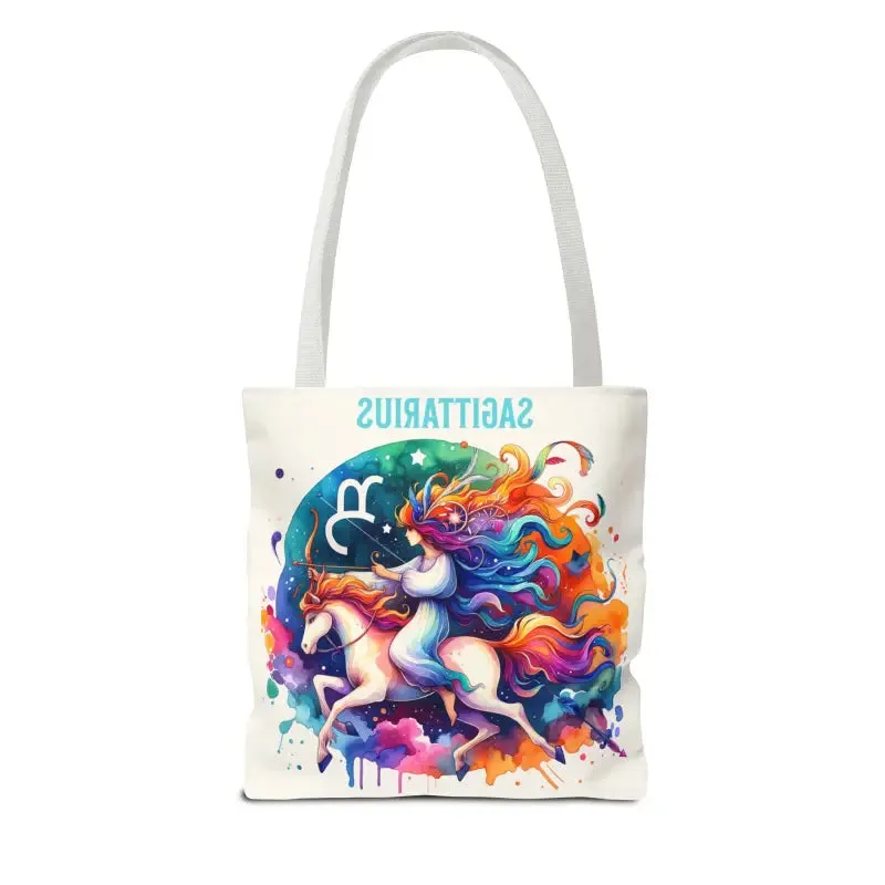 Sagittarius Zodiac Tote Bag with Black Cotton Handles