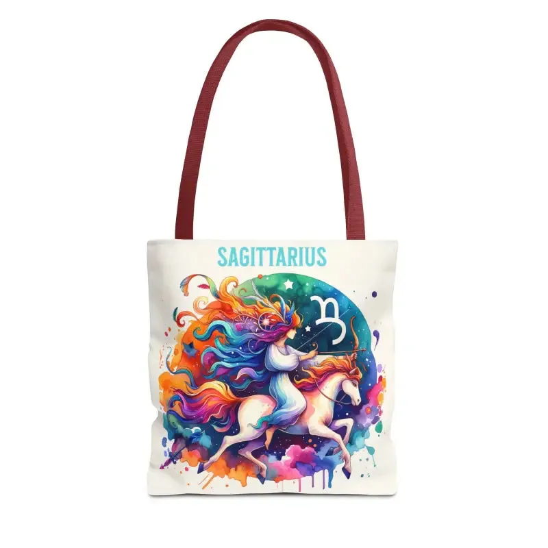 Sagittarius Zodiac Tote Bag with Black Cotton Handles
