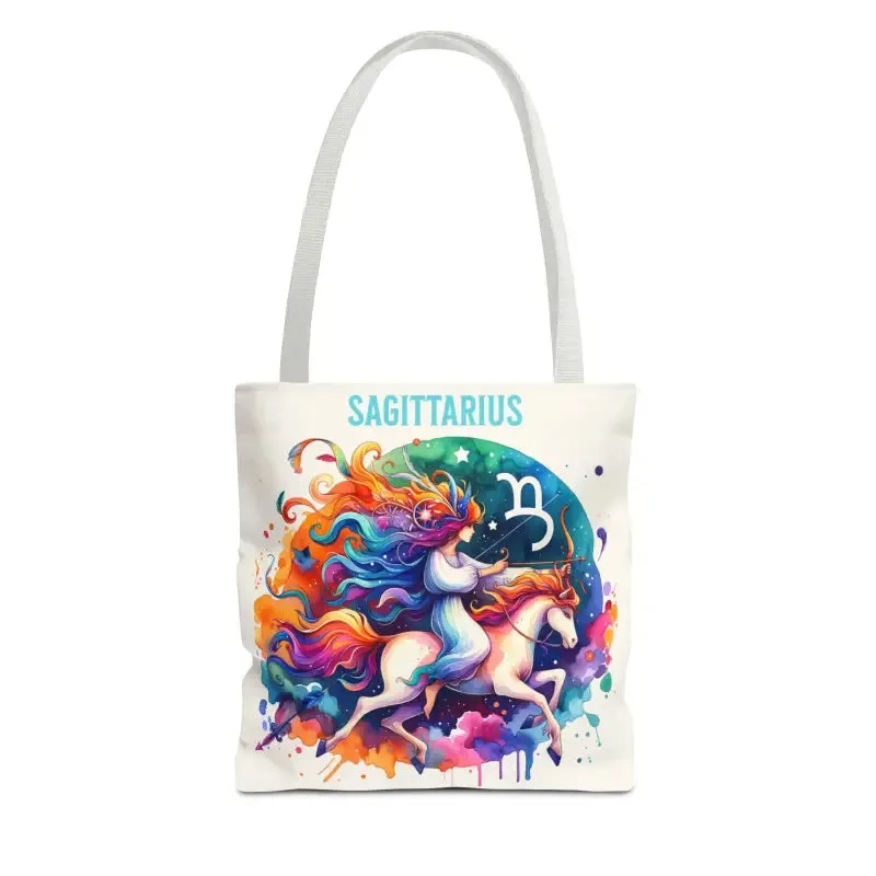Sagittarius Zodiac Tote Bag with Black Cotton Handles