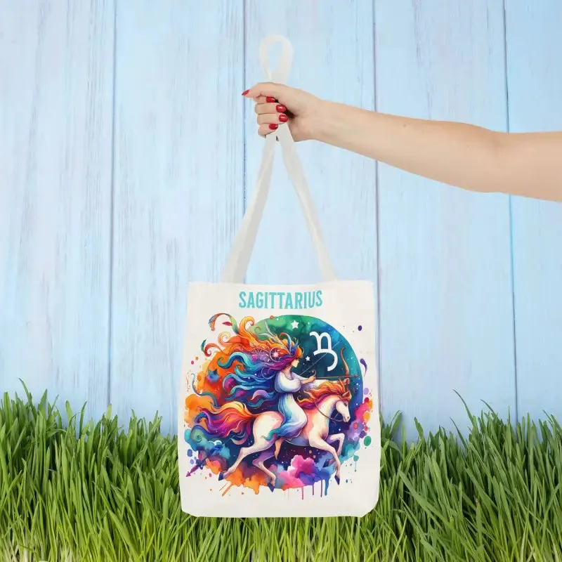 Sagittarius Zodiac Tote Bag with Black Cotton Handles