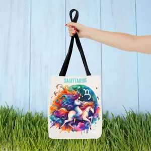 Sagittarius Zodiac Tote Bag with Black Cotton Handles