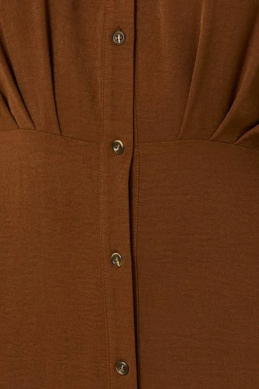 SALE Long Sleeve Collared Button Down Midi Dress