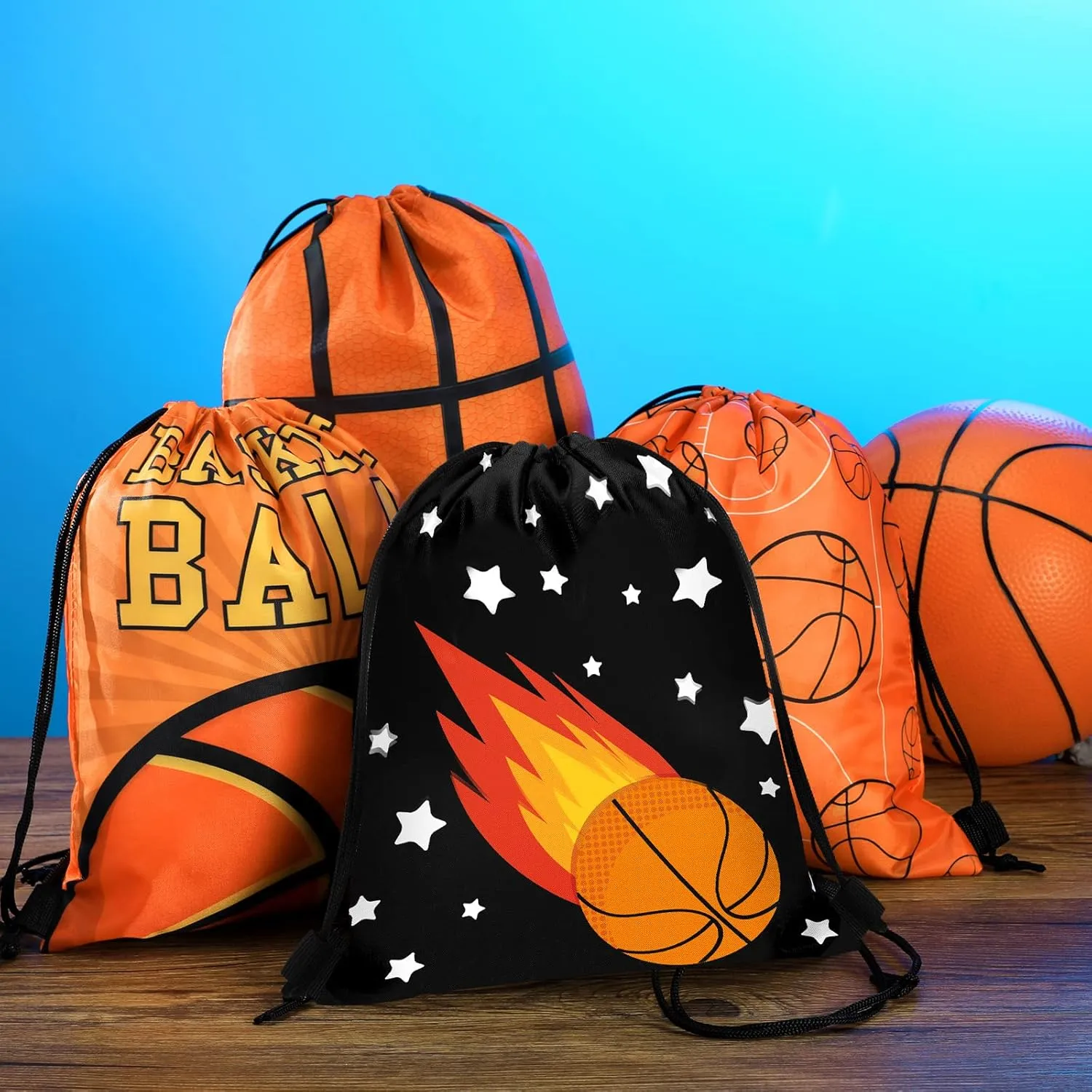 Shappy 32 Pcs Drawstring Bags - Basketball Goody Bags for Party Favors & Sports Theme Backpack