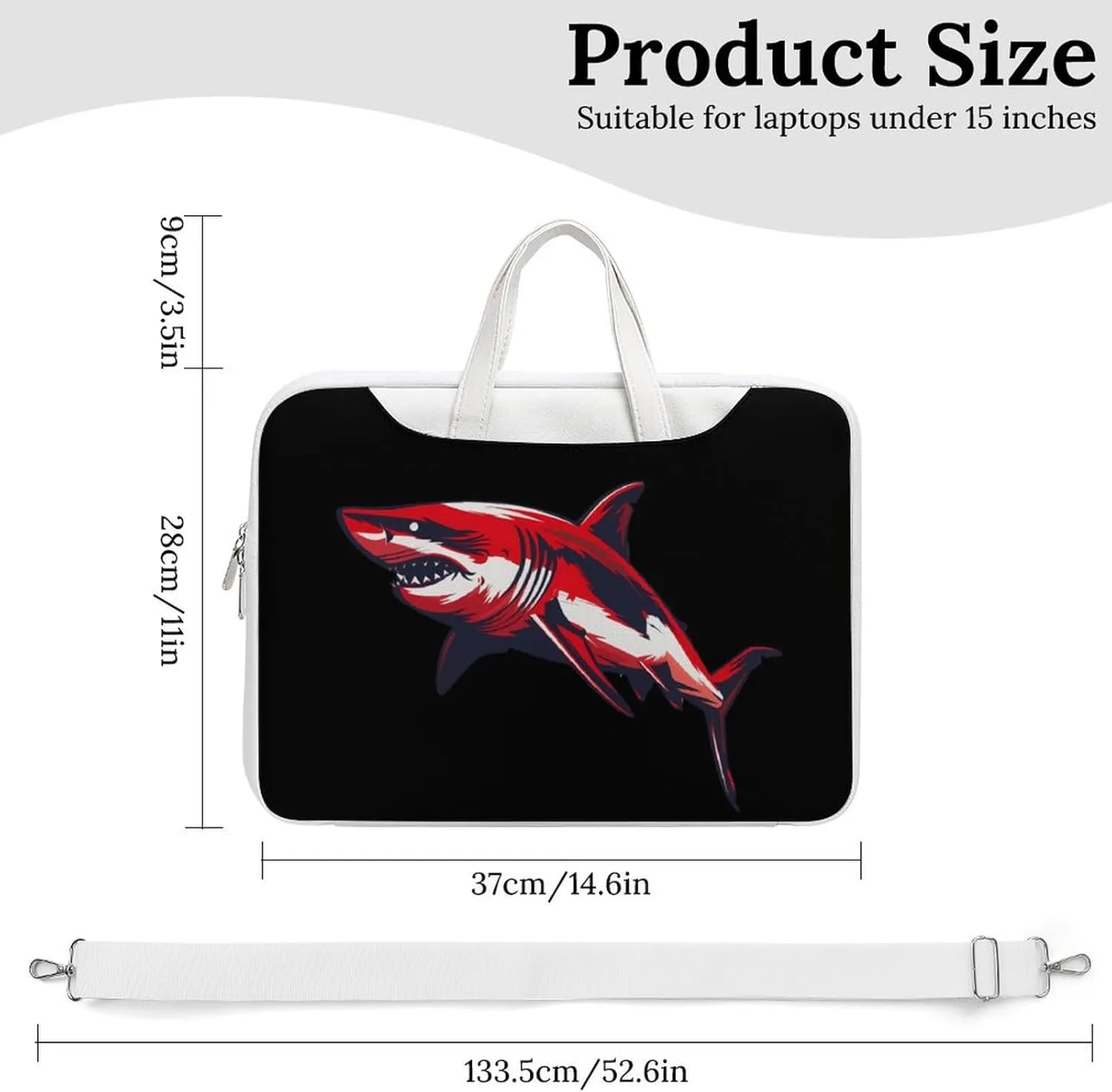 Shark Diver Scuba Laptop Bag PU Leather Computer Tote Bag Carrying Case Messenger Bag with Handle
