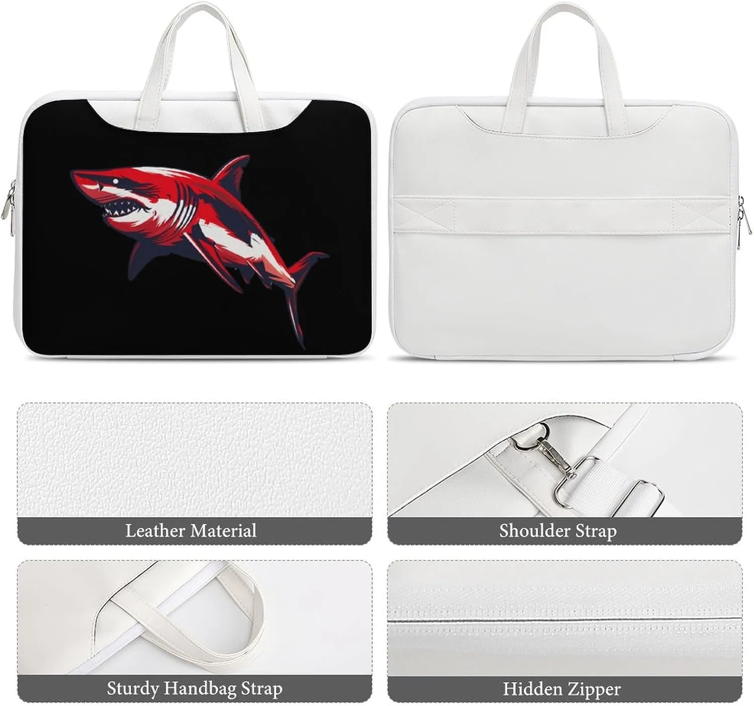 Shark Diver Scuba Laptop Bag PU Leather Computer Tote Bag Carrying Case Messenger Bag with Handle