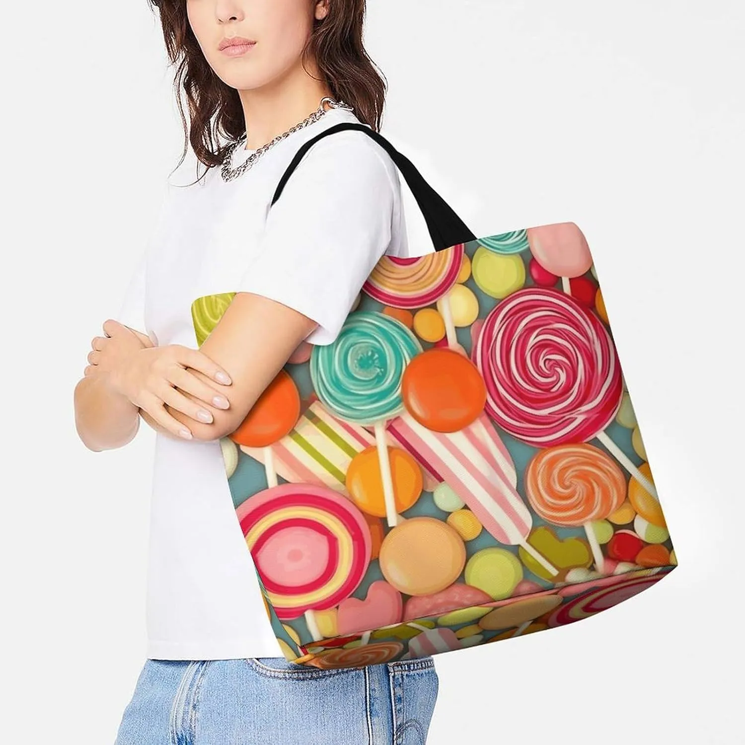 Shopping Bag for Women, Dog Pattern Tote Bag, Large Capacity Shoulder Bags for Groceries Travel