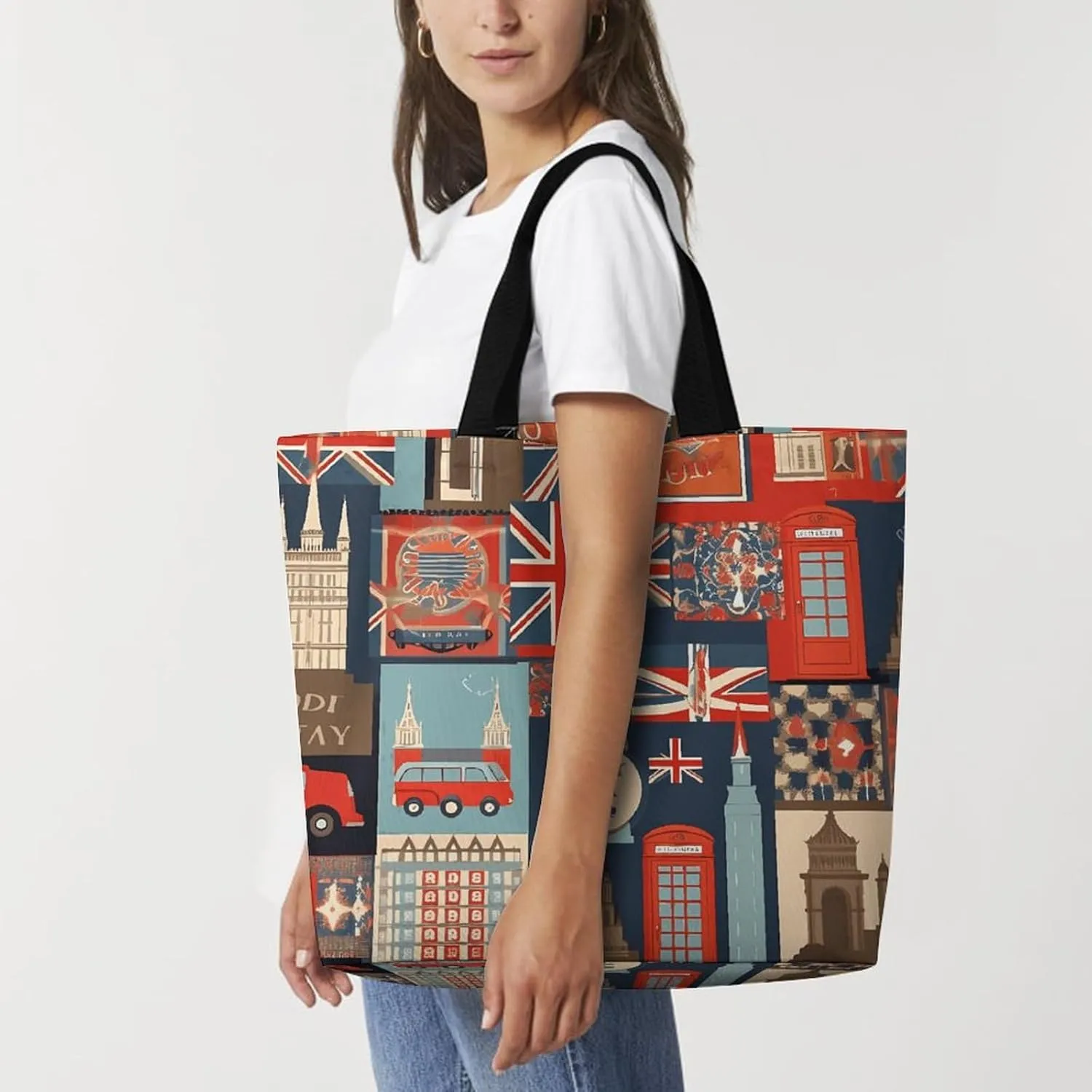 Shopping Bag for Women, Dog Pattern Tote Bag, Large Capacity Shoulder Bags for Groceries Travel