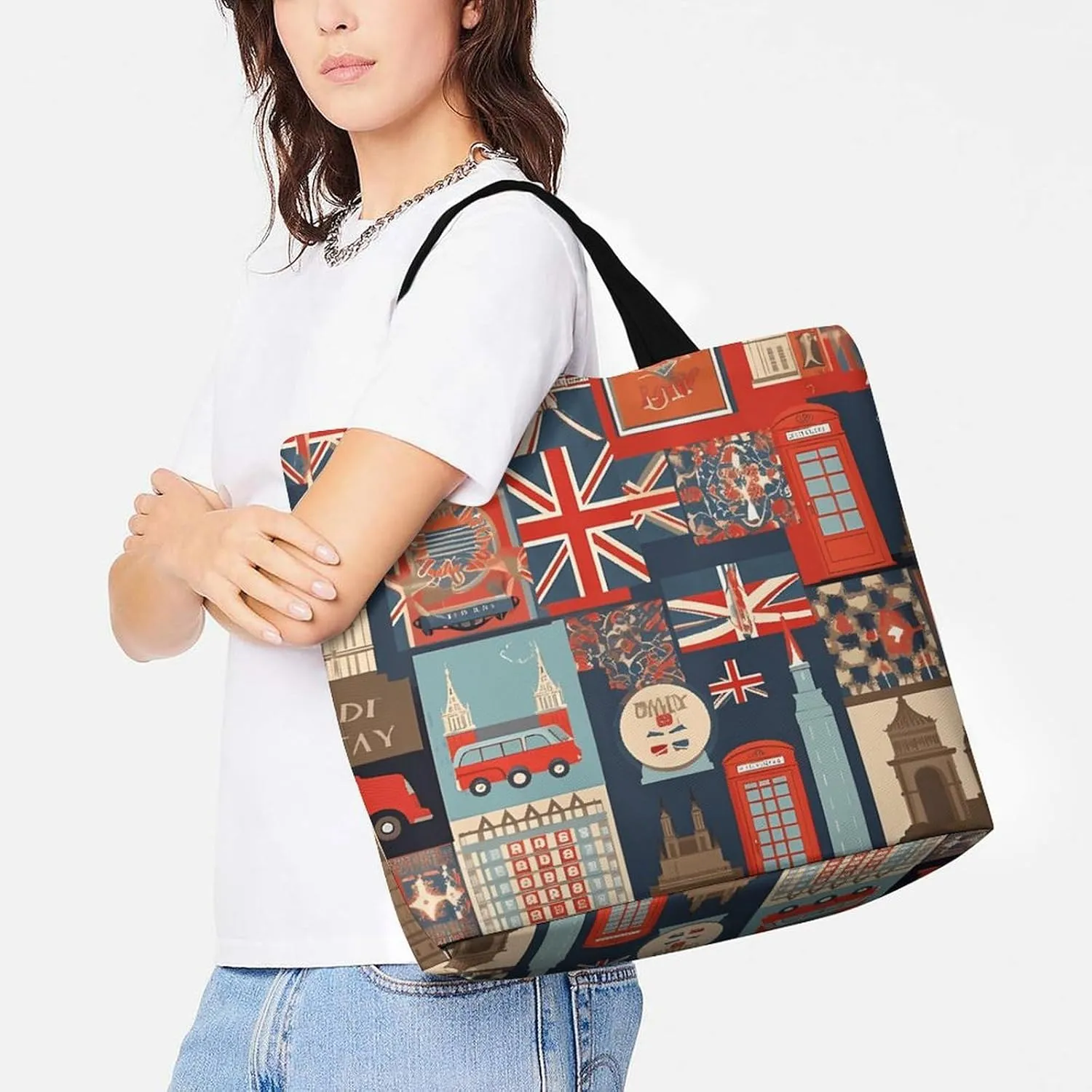Shopping Bag for Women, Dog Pattern Tote Bag, Large Capacity Shoulder Bags for Groceries Travel