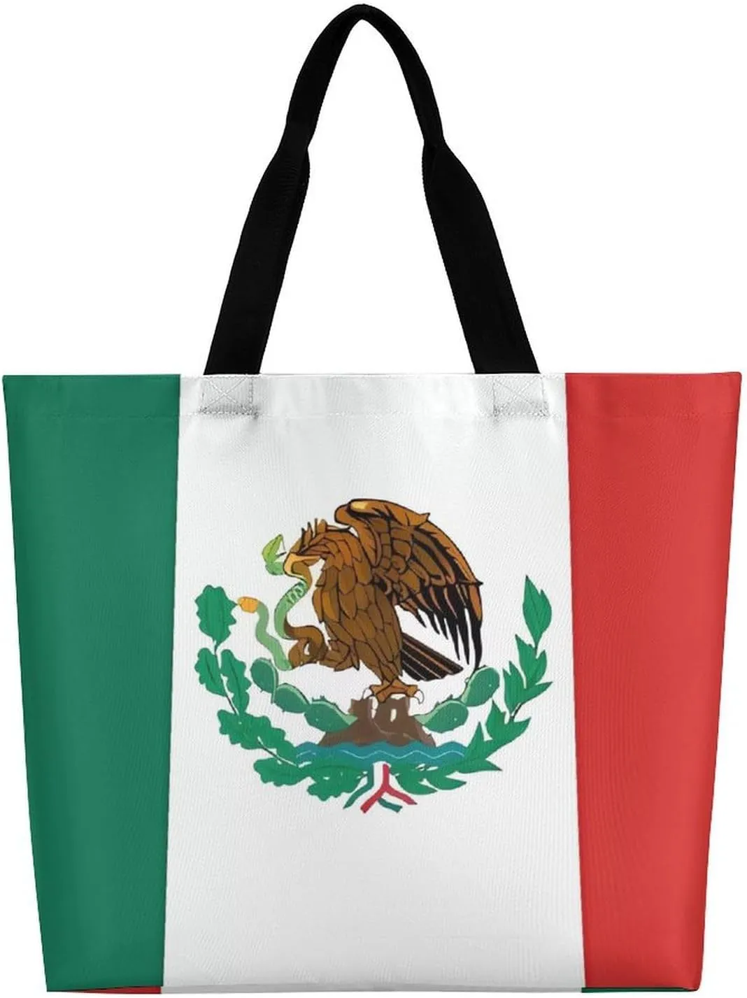 Shopping Bag for Women, Flag of Mexico Tote Bag, Large Capacity Shoulder Bags for Groceries Travel
