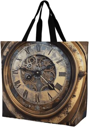 Shopping Bag for Women, Steampunk Clock Tote Bag, Large Capacity Shoulder Bags for Groceries Travel