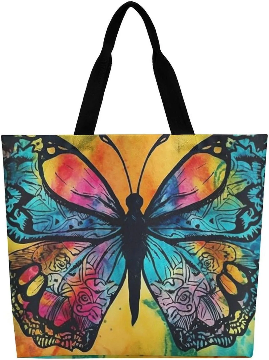 Shopping Bag for Women Yellow And White Python Tote Bag Large Capacity Shoulder Bag for Groceries Travel