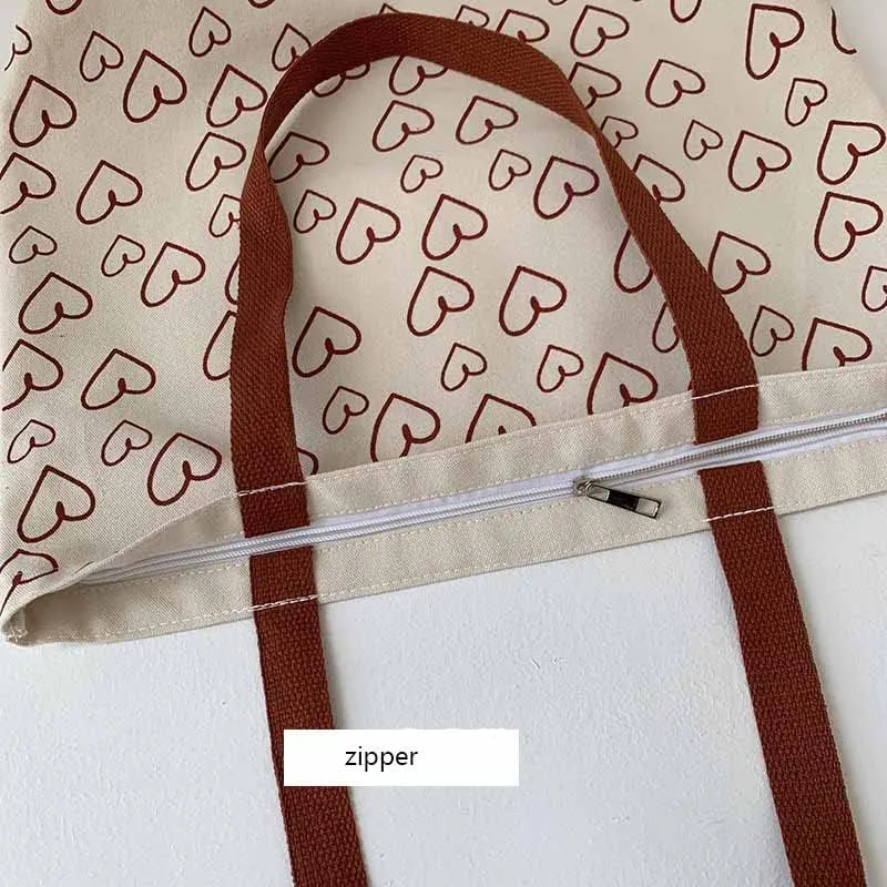 Shopping Bag Tote Bag Canvas Reusable Shoulder Bag handbag with inside pocket for shopper everyday life