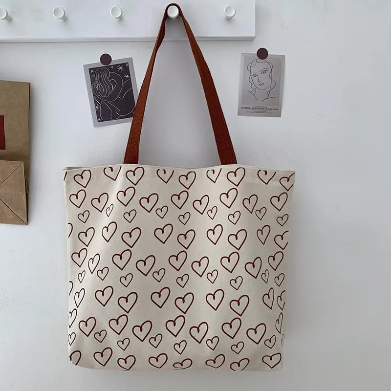 Shopping Bag Tote Bag Canvas Reusable Shoulder Bag handbag with inside pocket for shopper everyday life