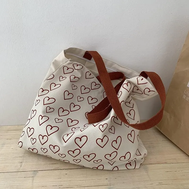 Shopping Bag Tote Bag Canvas Reusable Shoulder Bag handbag with inside pocket for shopper everyday life