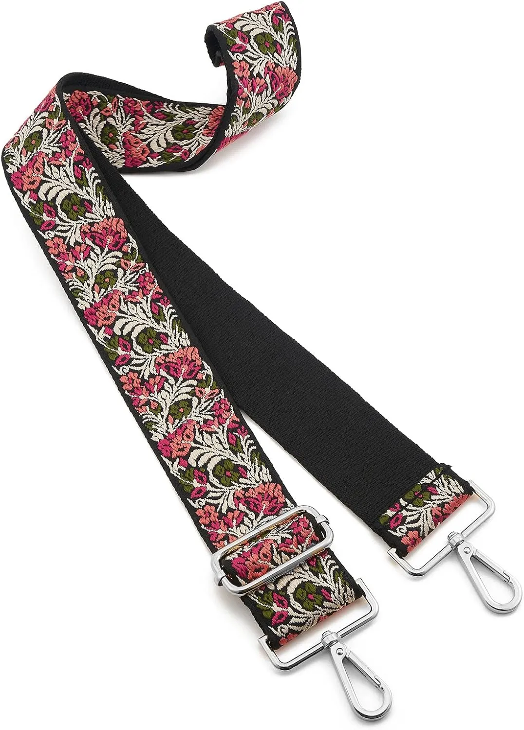 Silvery Buckles Wide Shoulder Strap Adjustable Replacement Belt Crossbody Canvas Bag Handbag