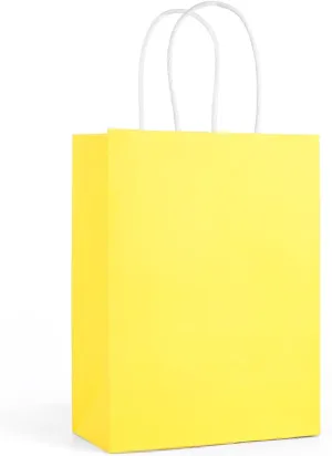 SIMPLECOOL 50pcs Small Paper Gift Bags with Handles 5.9x3.1x8.3 in. Favor Bags Goodie Bag Bulk for Party, Birthday, Wedding, Merchandise, Retail, Small Business, Arts, DIY Crafts - Yellow