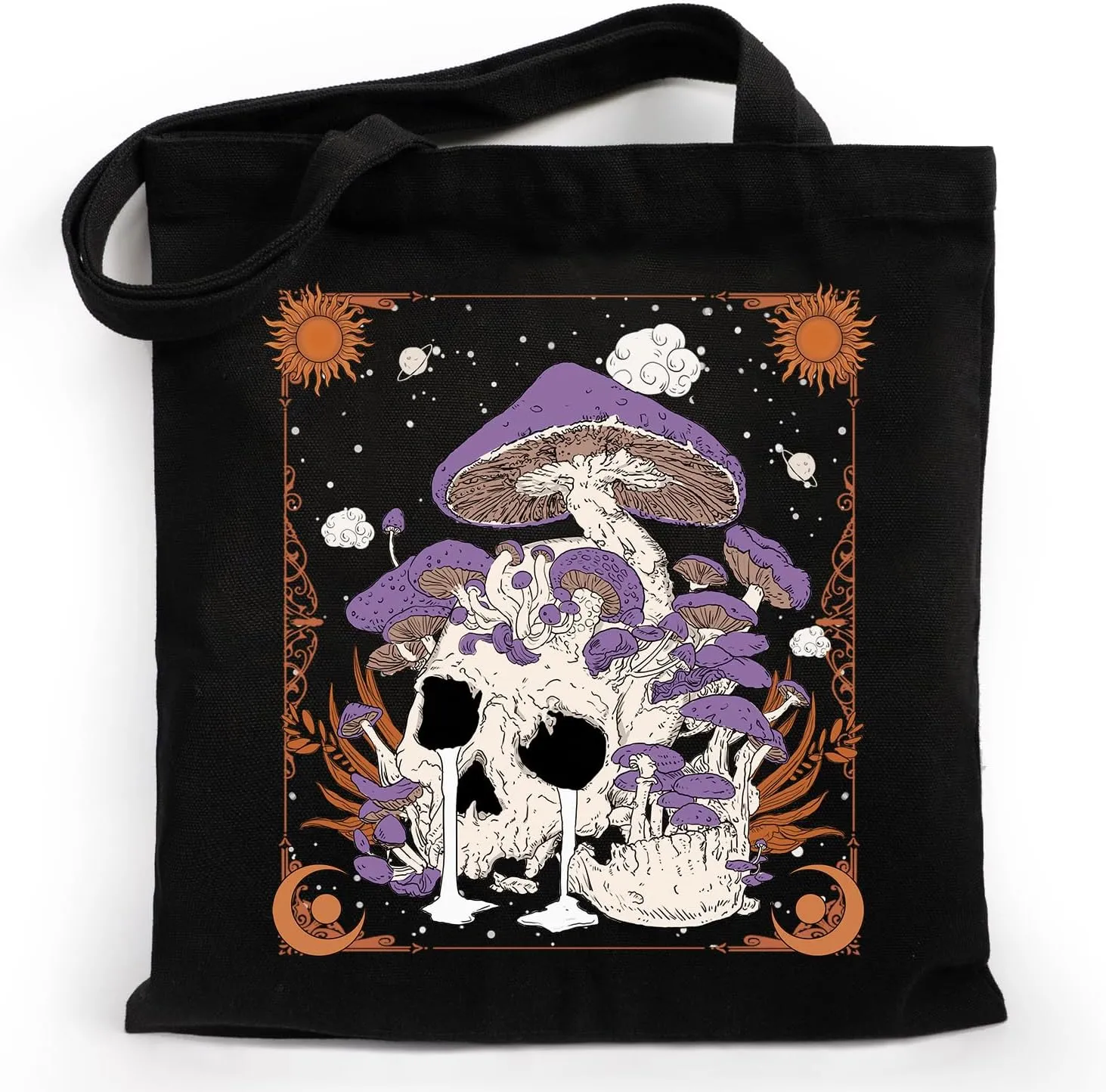 Skull Aesthetic Canvas Tote Bag Gifts for Women Men, Goth Cotton Pattern Totes Bag for Shopping Work, Christmas Birthday Mother's Day Halloween Gifts