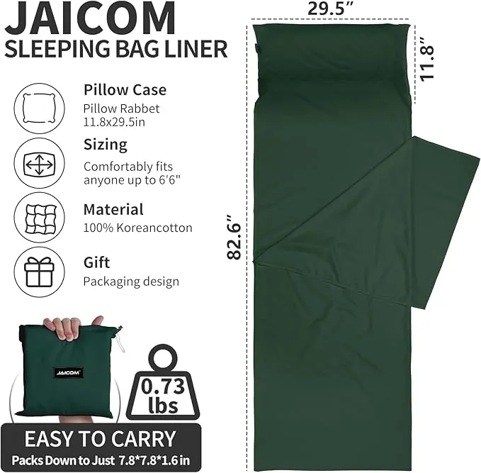Sleeping Bag Liner Ultralight - Travel Sheets for Hotel, Portable & Comfortable & Quick-Drying Adult Sleep Sack for Camping, Business Trips, Traveling, Hostel