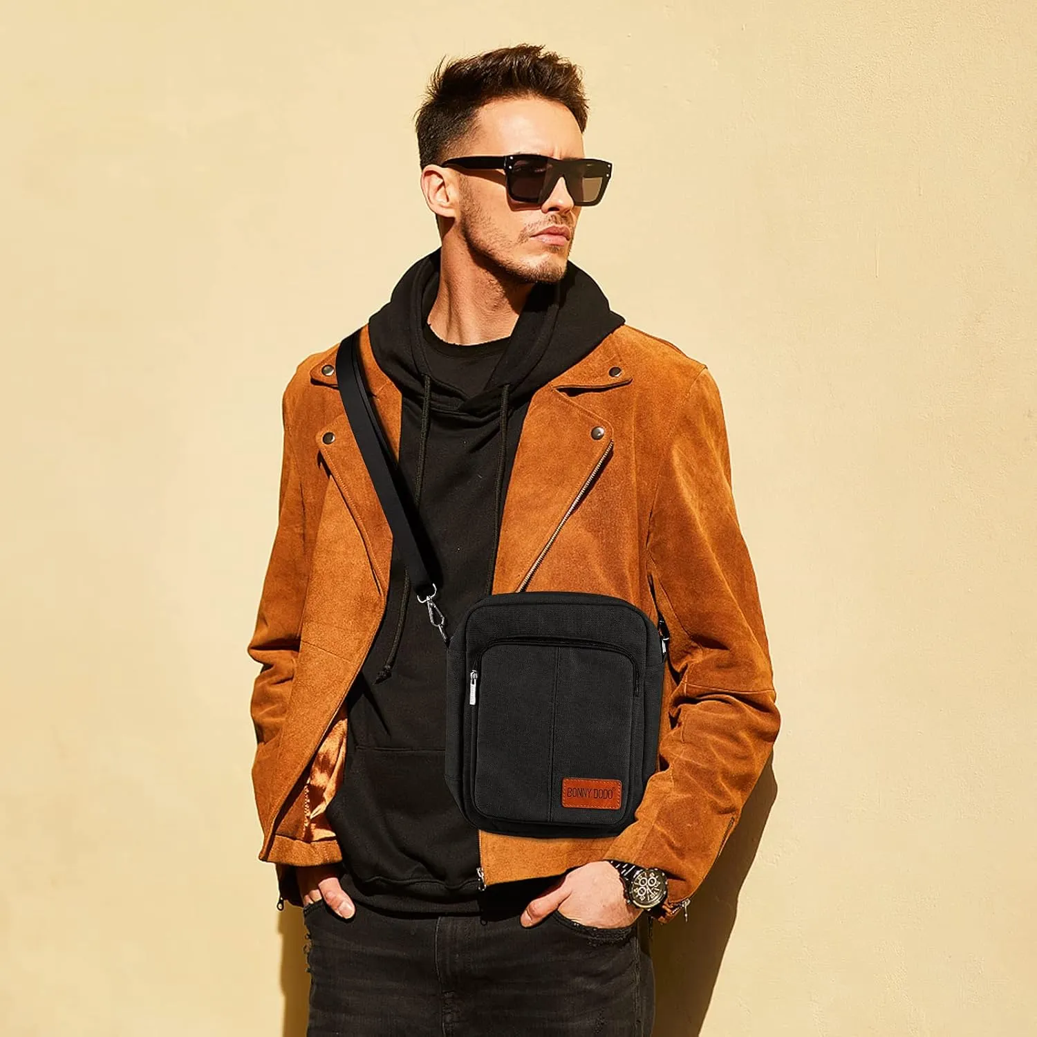 Small Casual Canvas Messenger Bags Lightweight Crossbody Travel Purse Shoulder Bags for Women Men Canvas Side Bag for Men