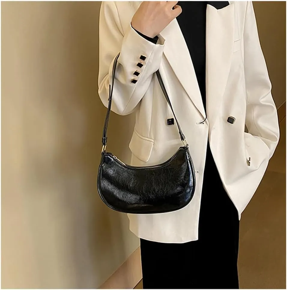Small Crescent Shoulder Bags for Women, Cute Handbag Mini Clutch Purse Underarm