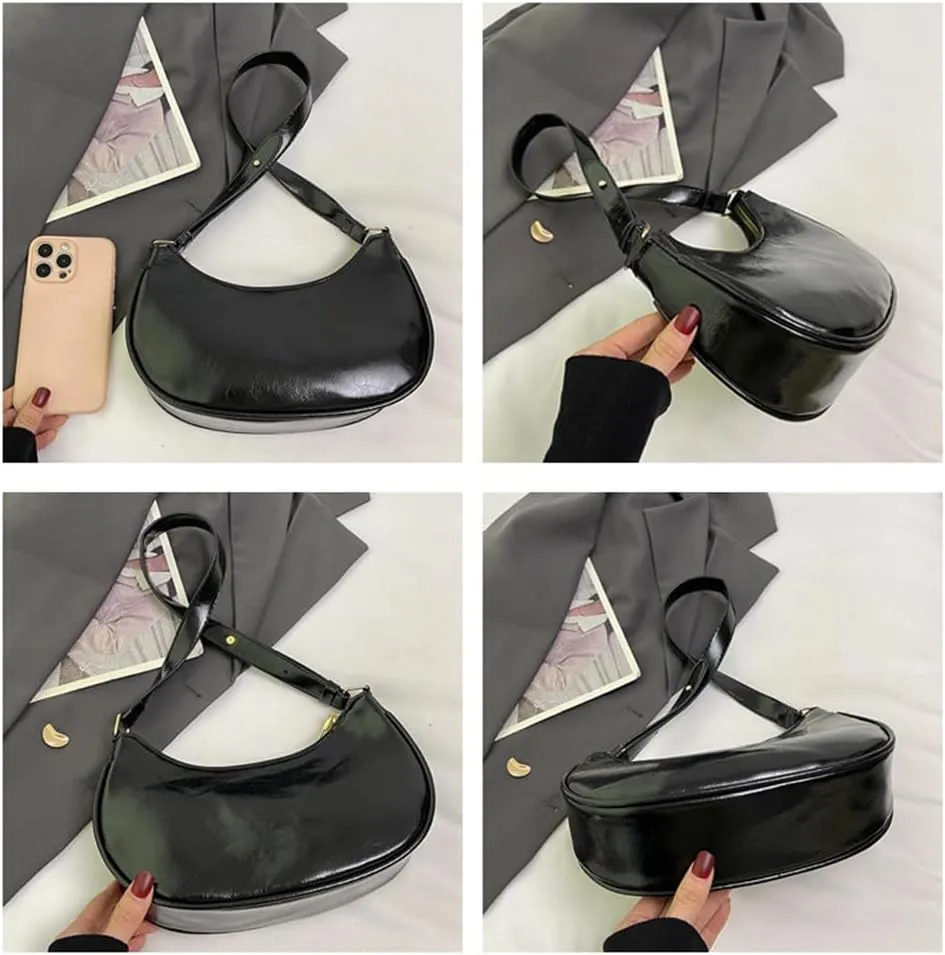 Small Crescent Shoulder Bags for Women, Cute Handbag Mini Clutch Purse Underarm