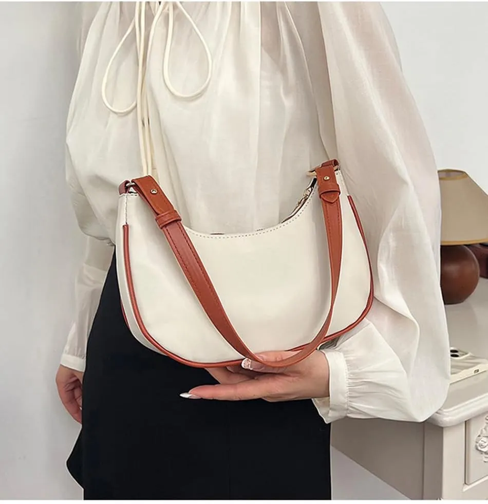 Small Crescent Shoulder Bags for Women, Cute Handbag Mini Clutch Purse Underarm
