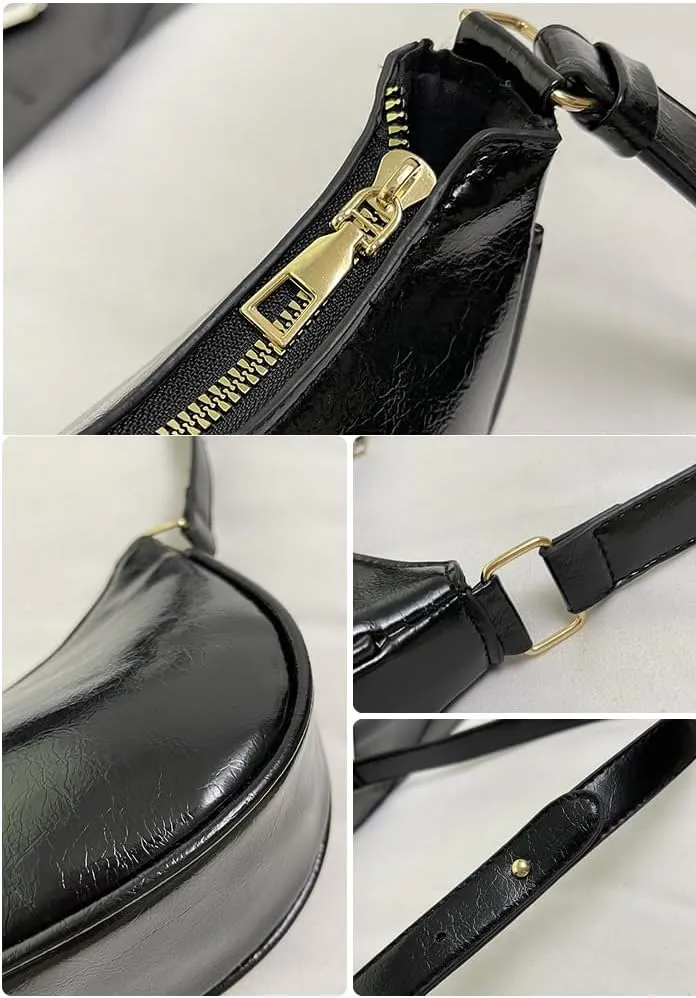 Small Crescent Shoulder Bags for Women, Cute Handbag Mini Clutch Purse Underarm